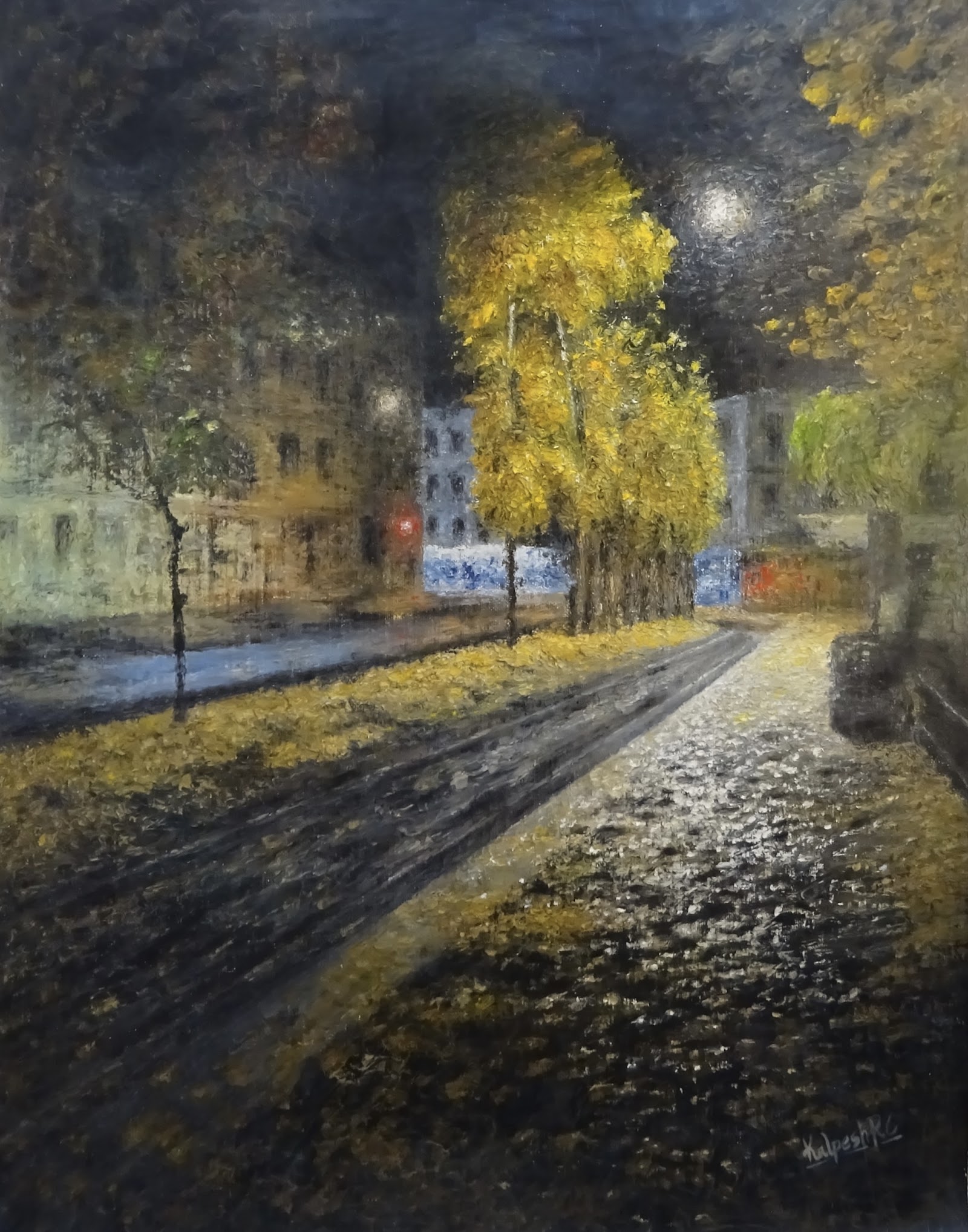 Nocturne in Gold, painting by Kalpesh RC
