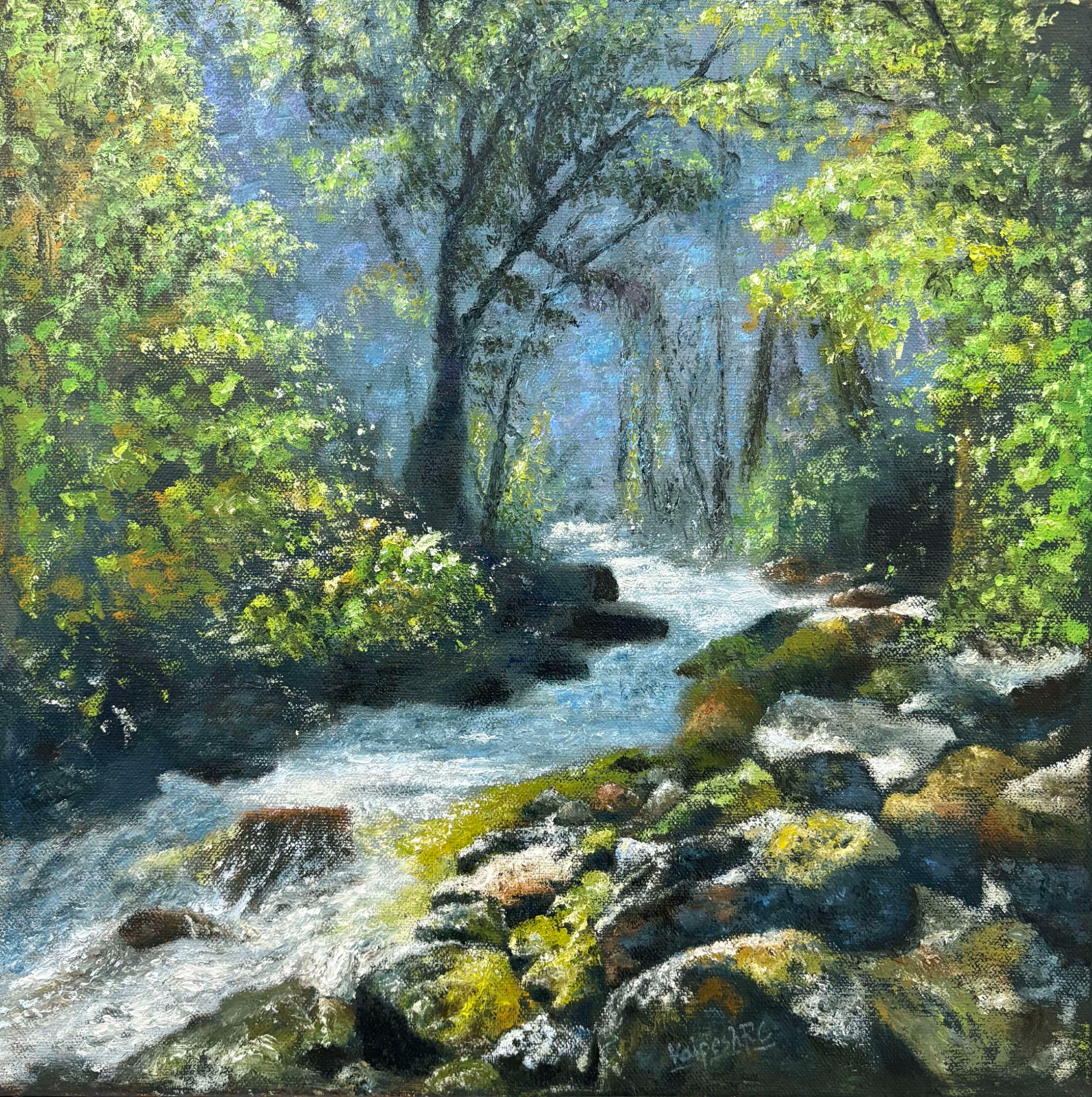 Forest Stream, painting by Kalpesh RC