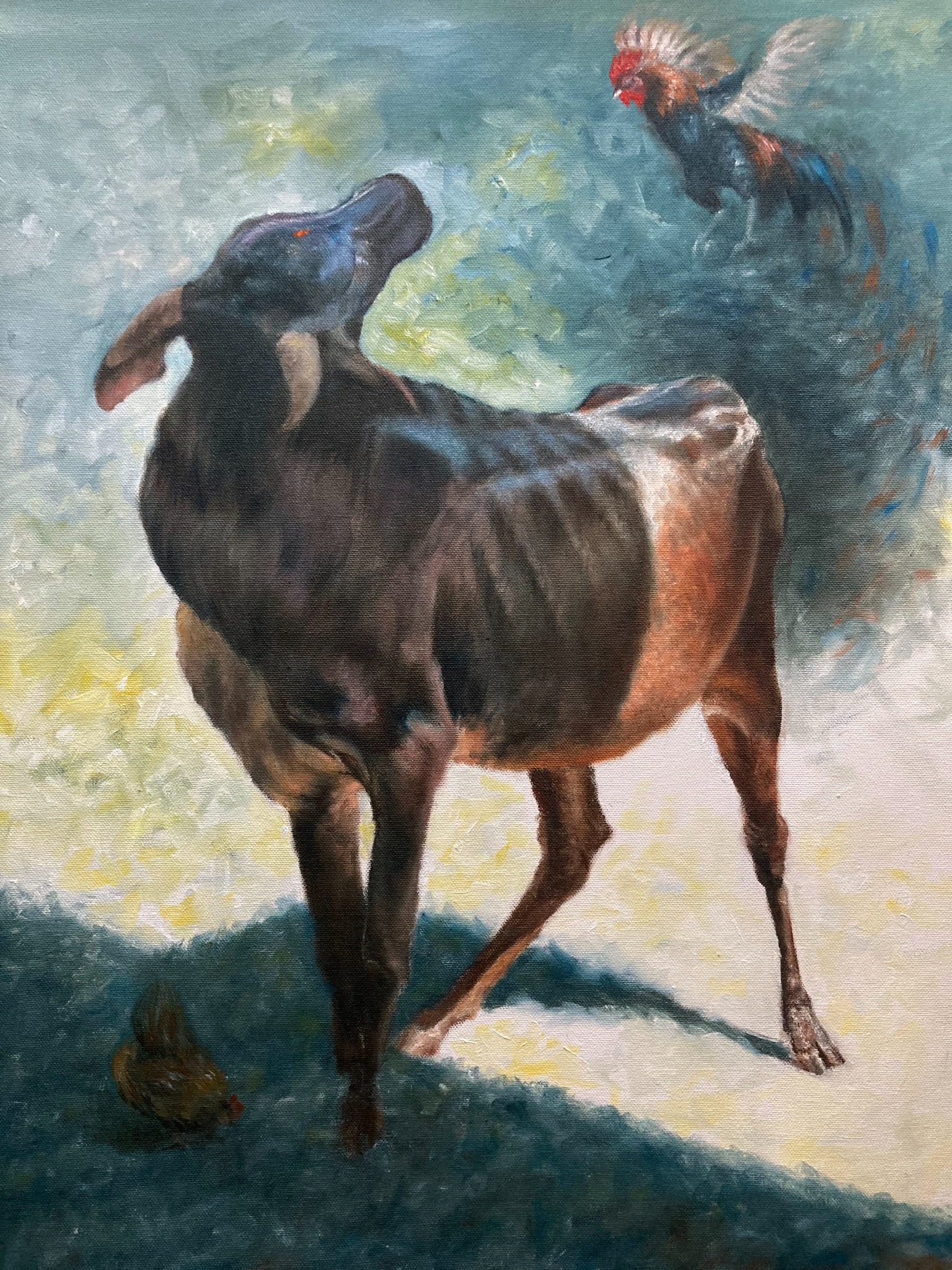 Village Companions, painting by Kalpesh RC