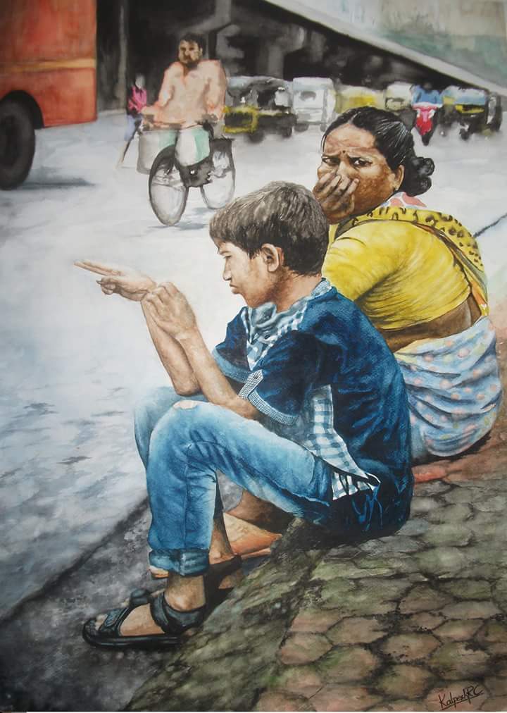 Footpath, painting by Kalpesh RC