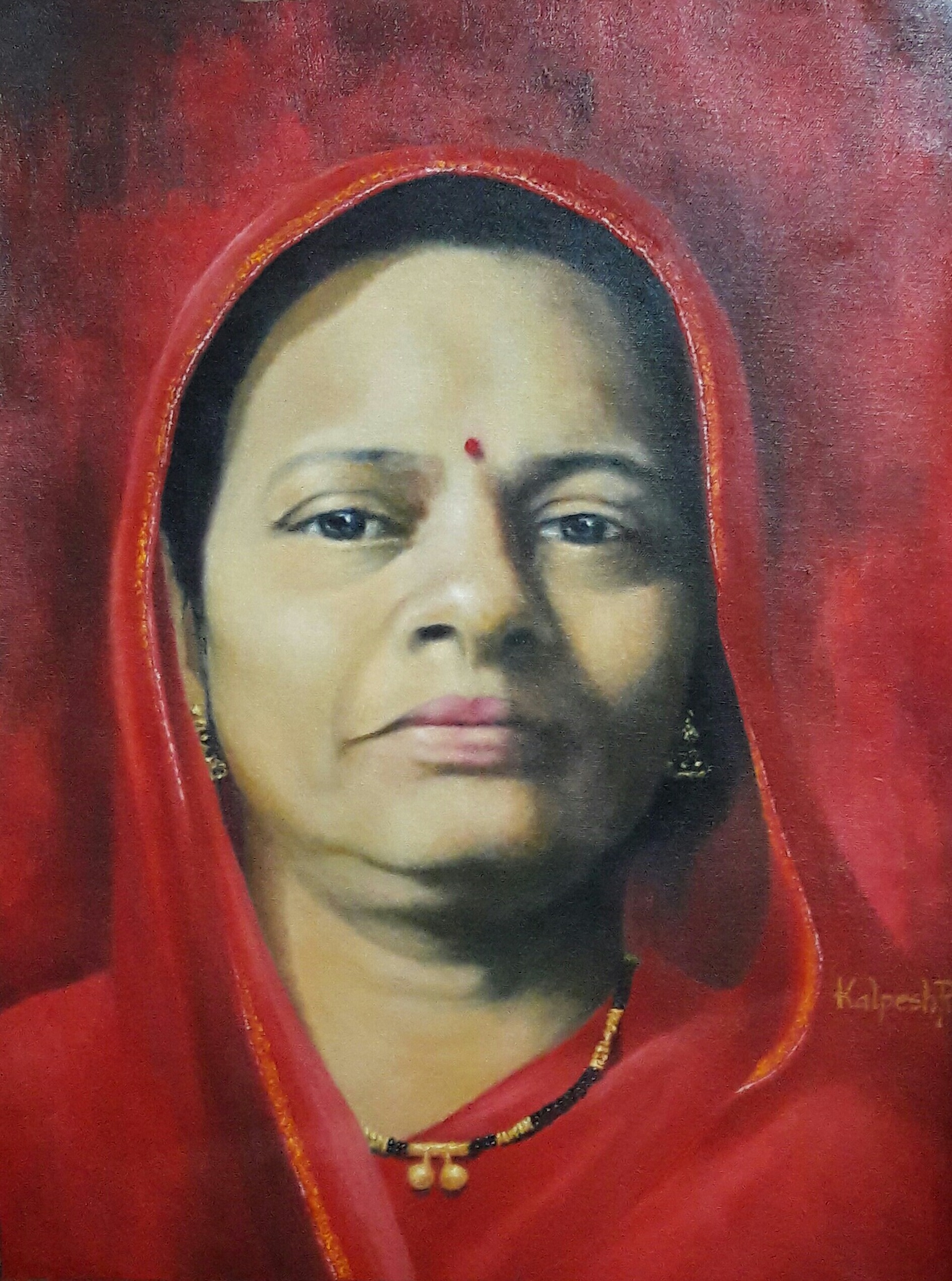 Recreated Portrait from an Old Photo, portrait painting by Kalpesh RC