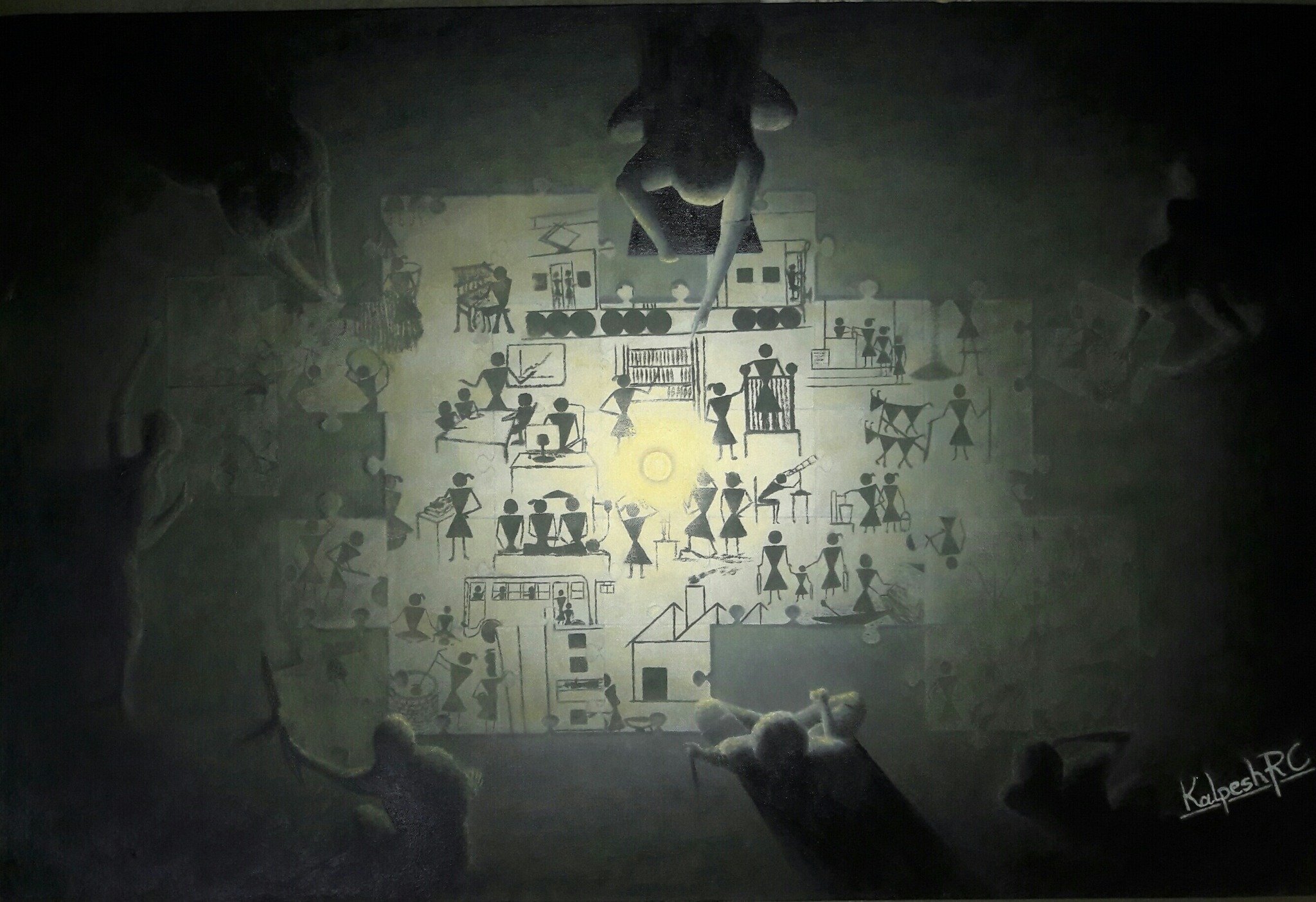 Light of Education, painting by Kalpesh RC
